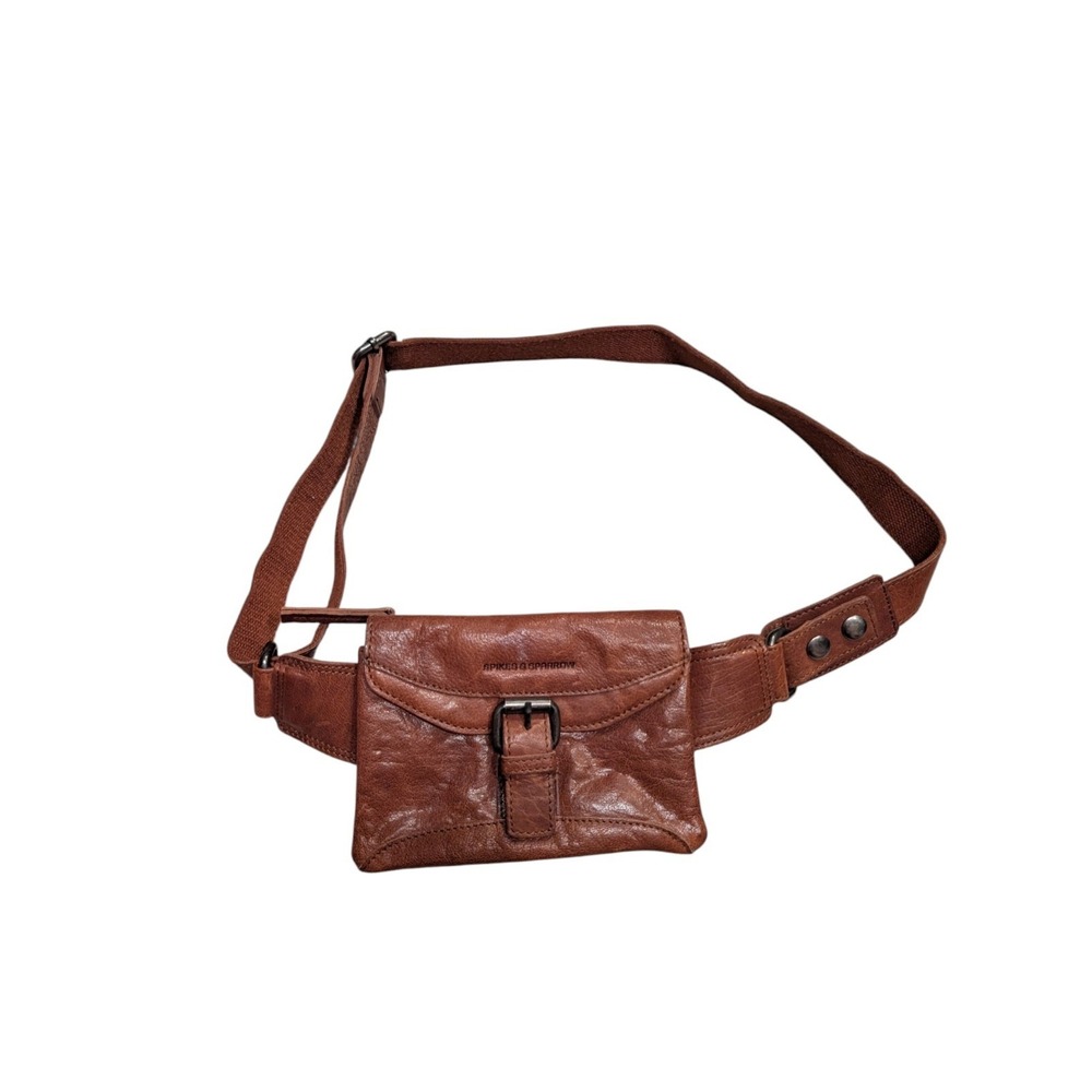 Spikes & Sparrow Brown Leather Belt Bag Fanny Pack Crossbody Sling Festival Vaca